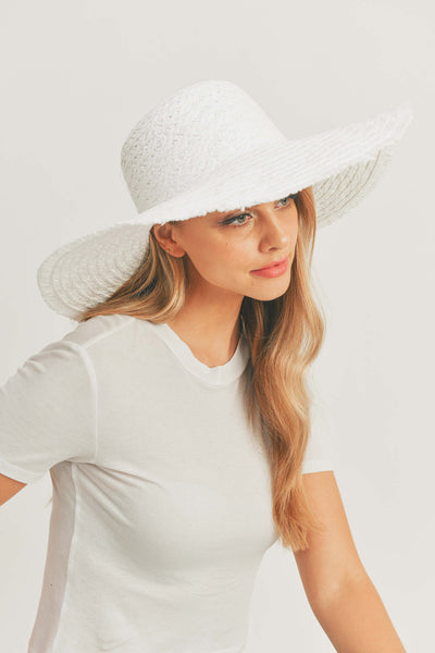 MH0095 Floppy Straw Sun Hat with Frayed Edges