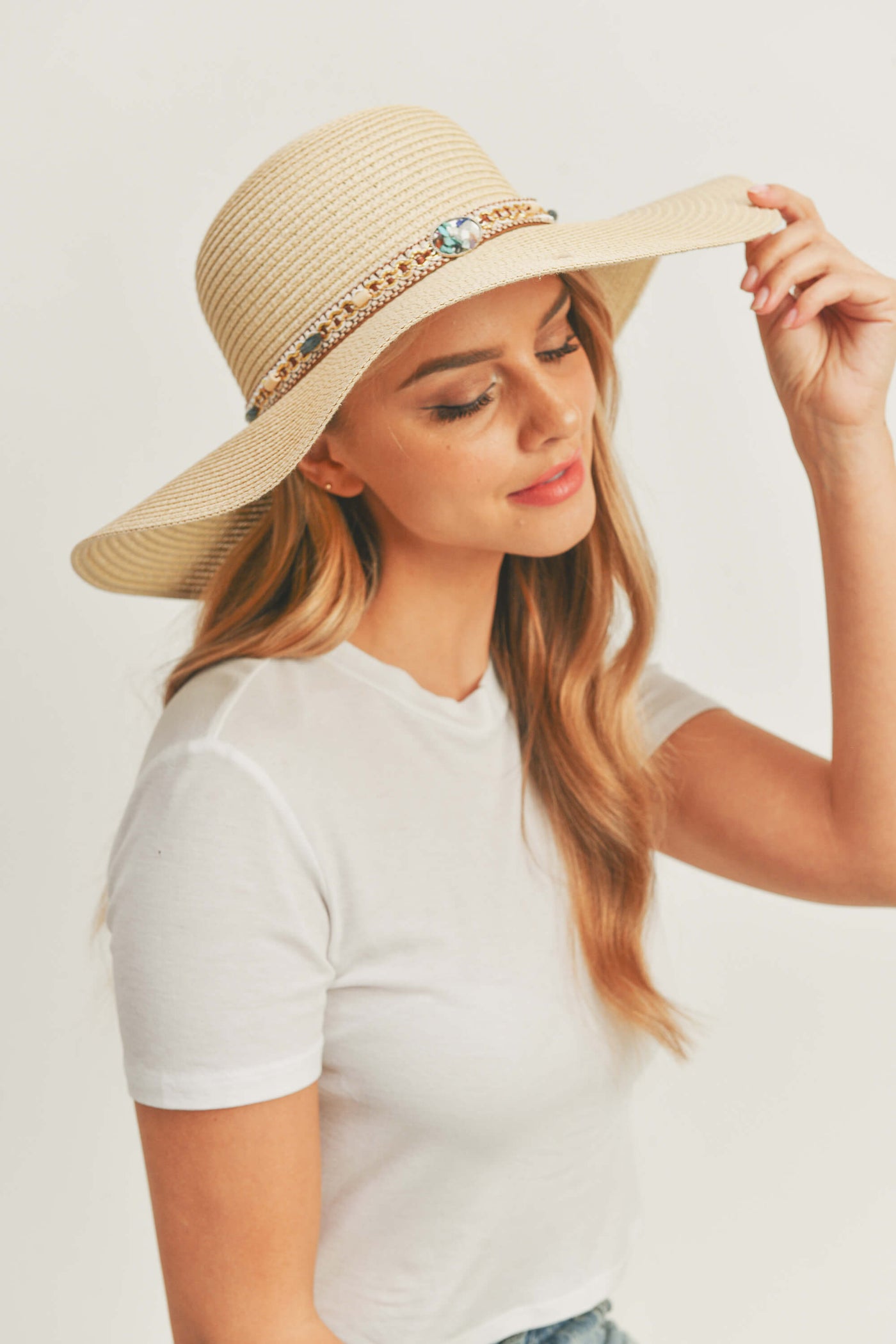 MH0103 Multi Beaded Band Floppy Hat