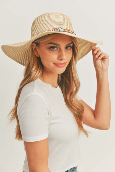 MH0103 Multi Beaded Band Floppy Hat