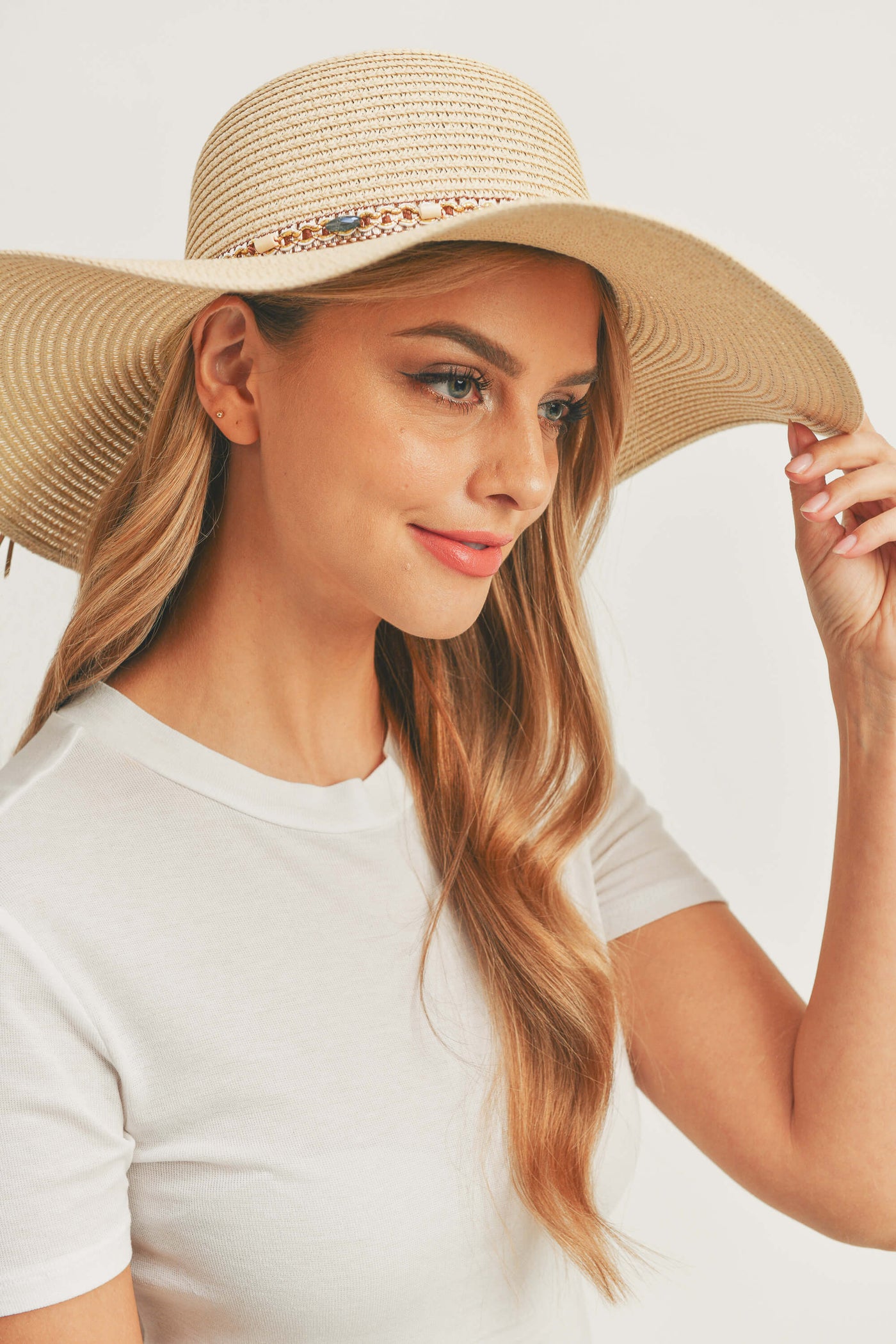 MH0103 Multi Beaded Band Floppy Hat