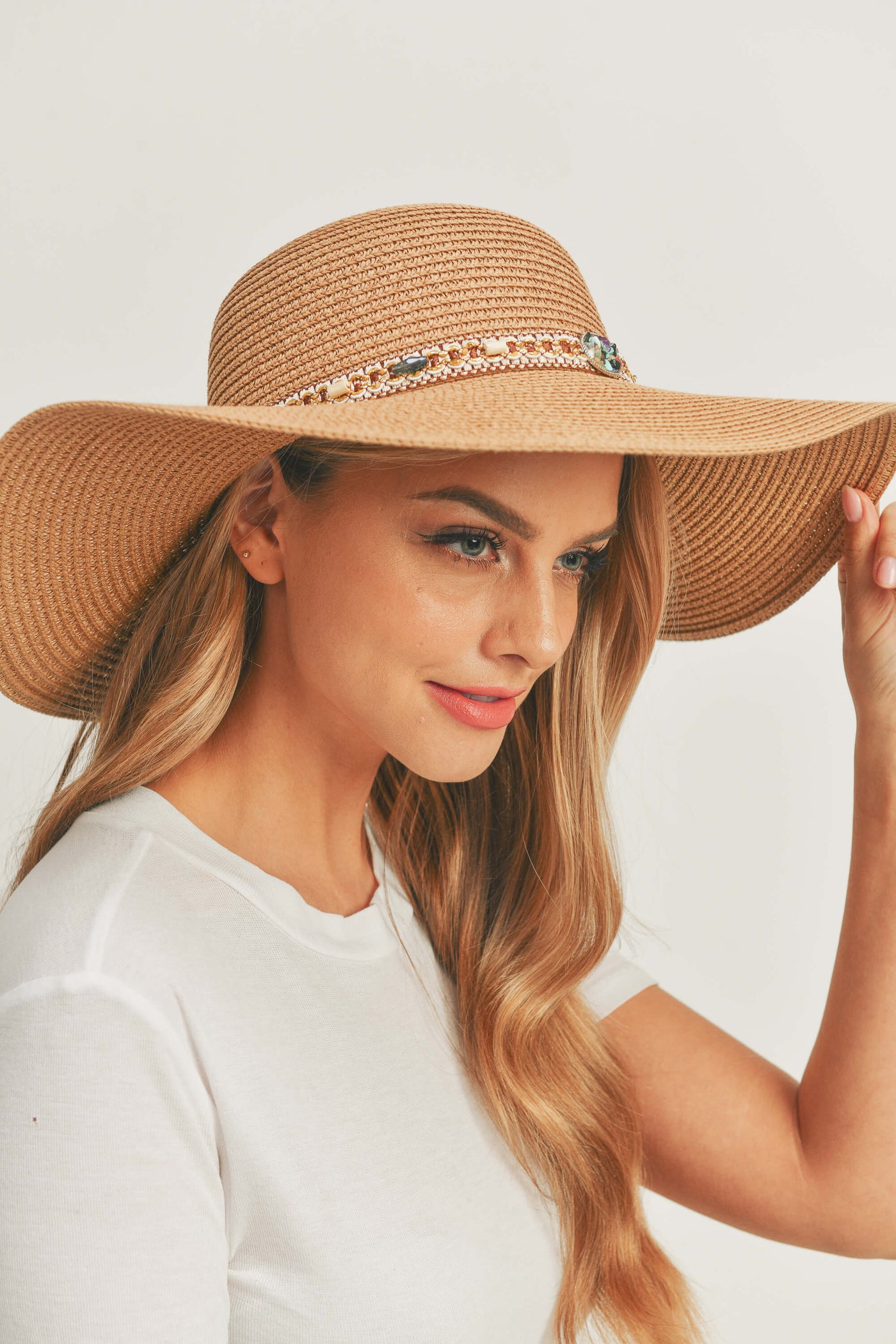 MH0103 Multi Beaded Band Floppy Hat