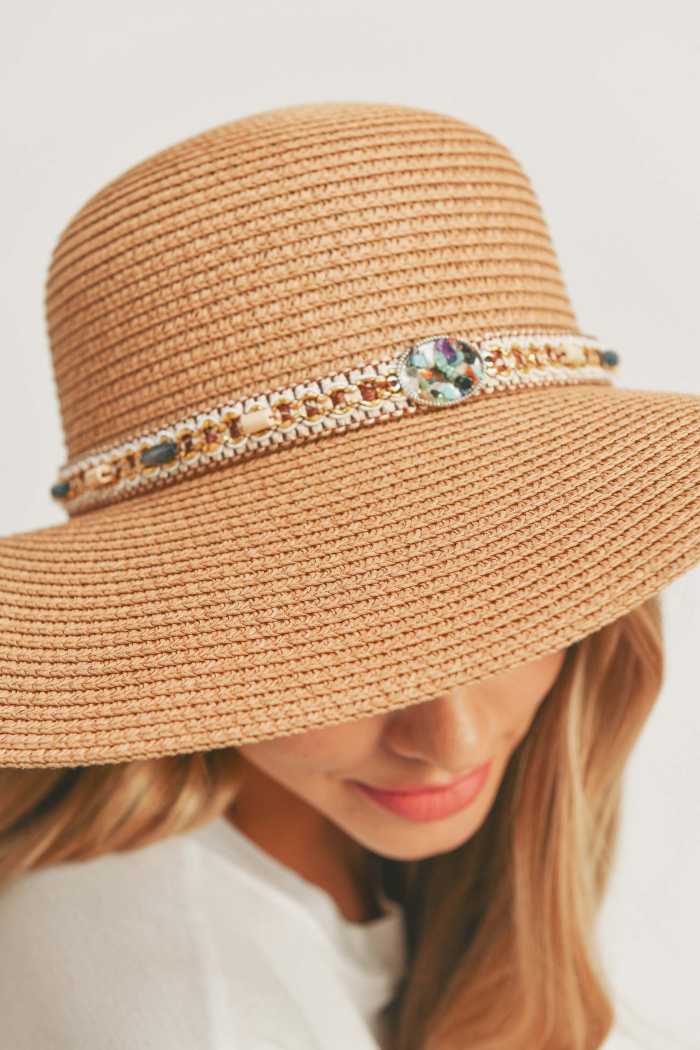 MH0103 Multi Beaded Band Floppy Hat