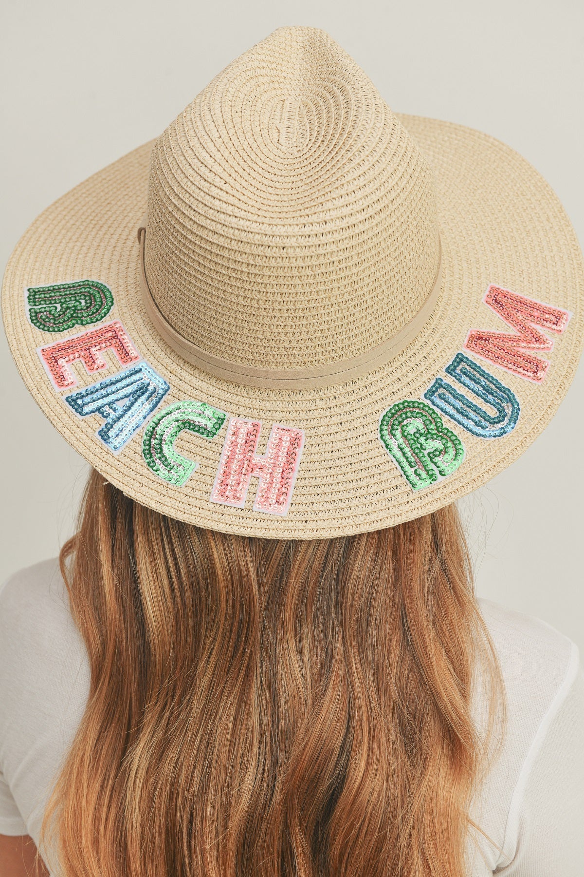MH0115 Sequin Letter "Beach Bum" Panama Hat