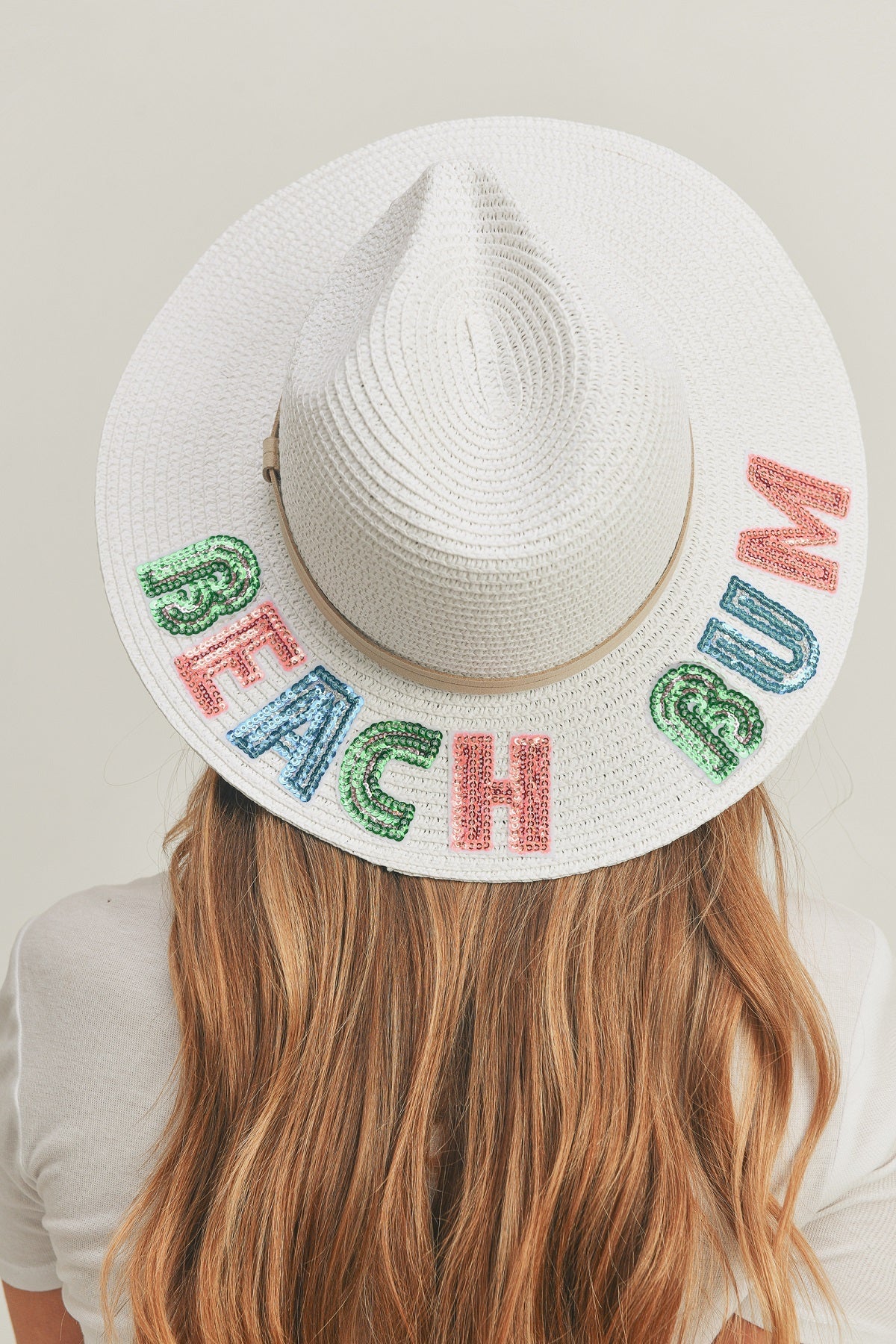 MH0115 Sequin Letter "Beach Bum" Panama Hat