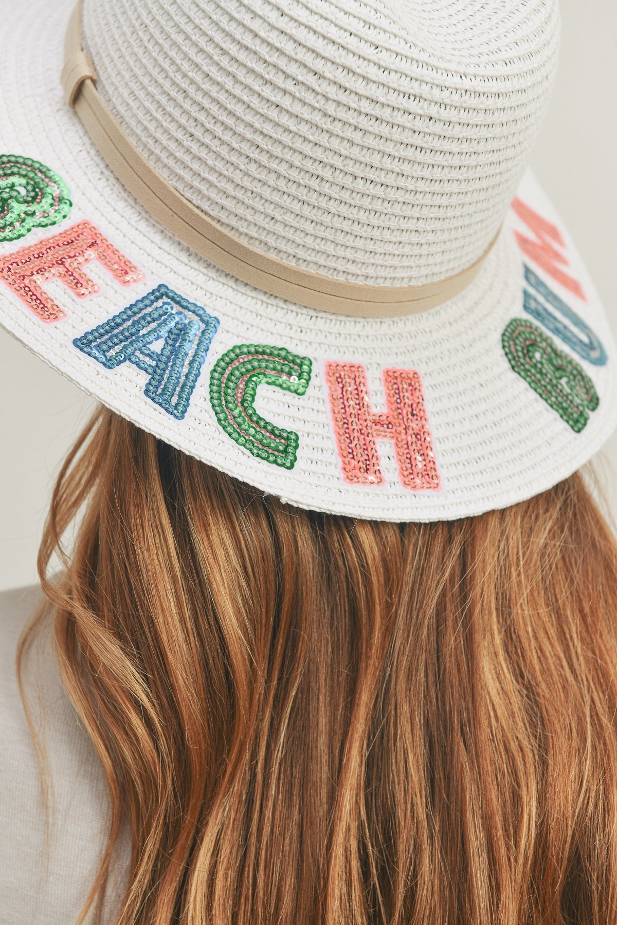 MH0115 Sequin Letter "Beach Bum" Panama Hat