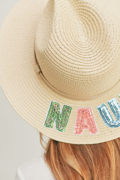 MH0119 Sequin Letter "Nauti" Panama Hat