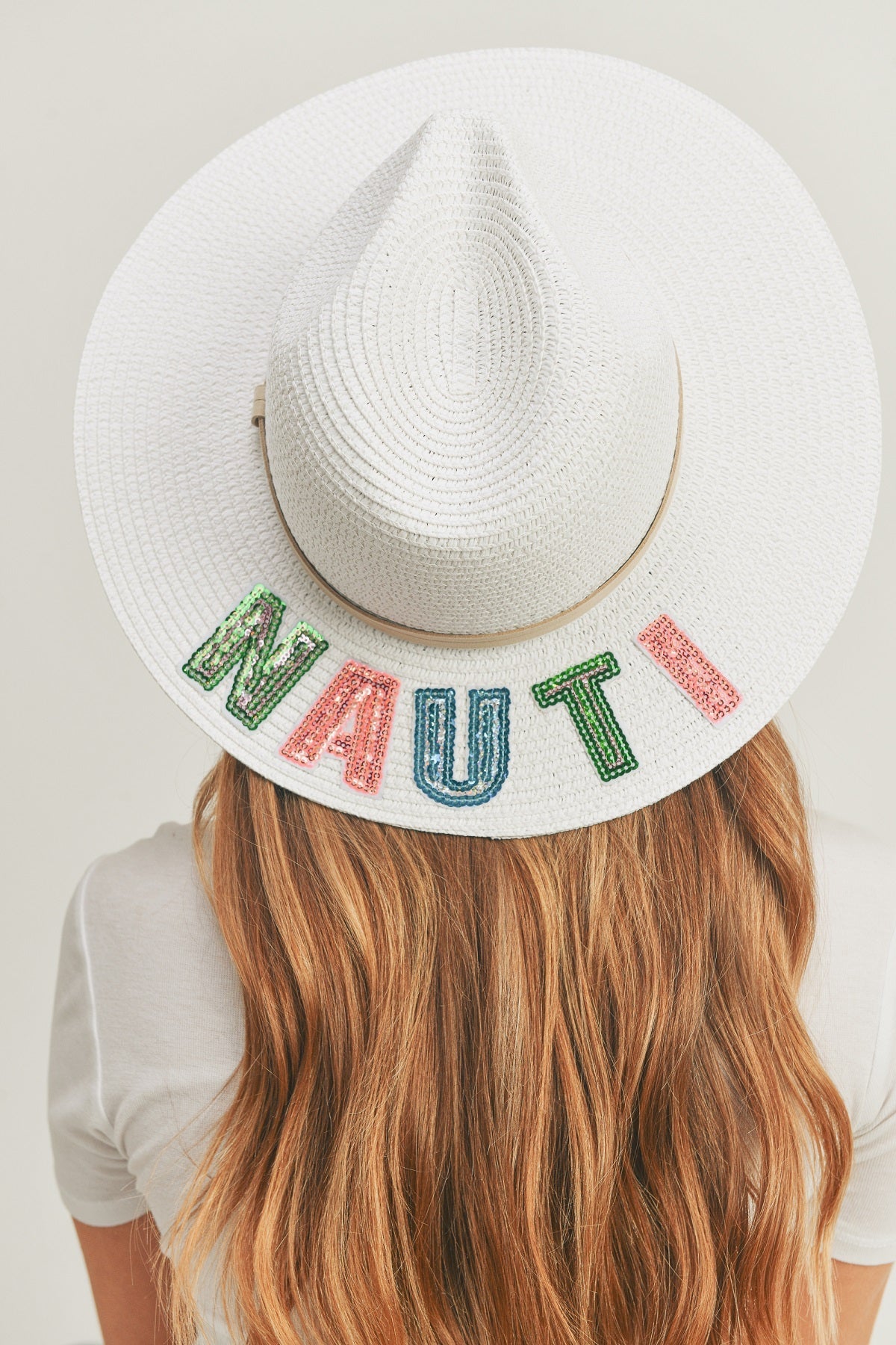 MH0119 Sequin Letter "Nauti" Panama Hat