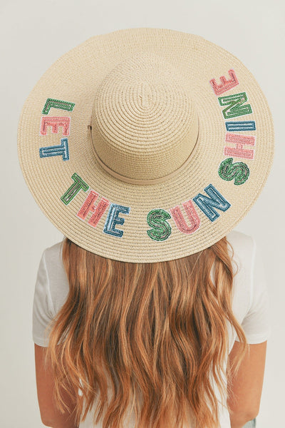 MH0121 Sequin Letter "Let The Sunshine" Floppy Hat
