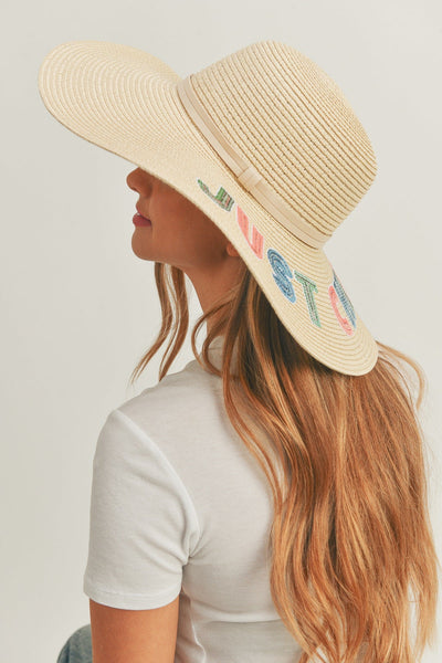 MH0122 Sequin Letter "Just Chill Out" Floppy Hat