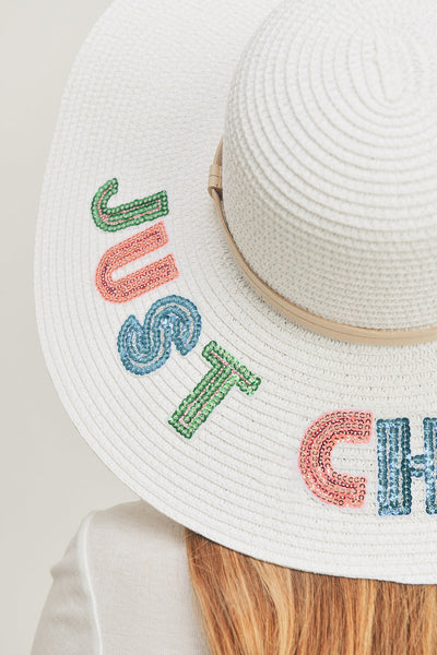 MH0122 Sequin Letter "Just Chill Out" Floppy Hat