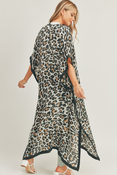 MS0295(BE) Long Leopard Kimono