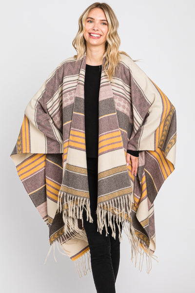 MS0312 Camila Aztec Print Fringe Ruana