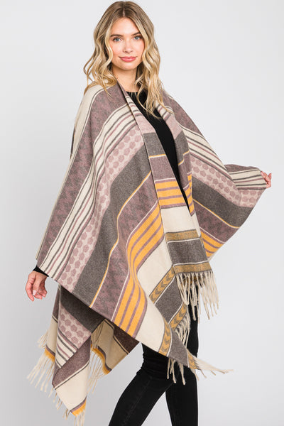 MS0312 Camila Aztec Print Fringe Ruana