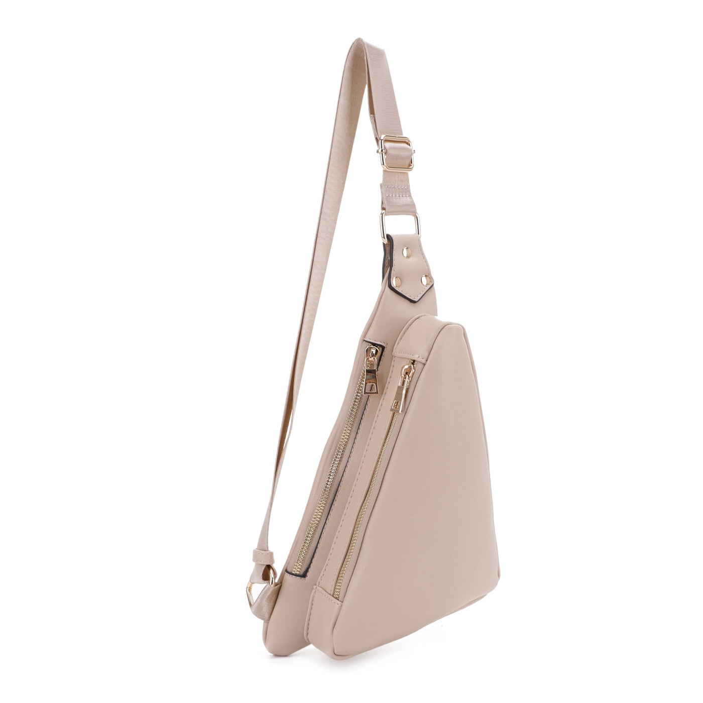 MT20389 Nancy Triangle Double Zipper Sling Bag