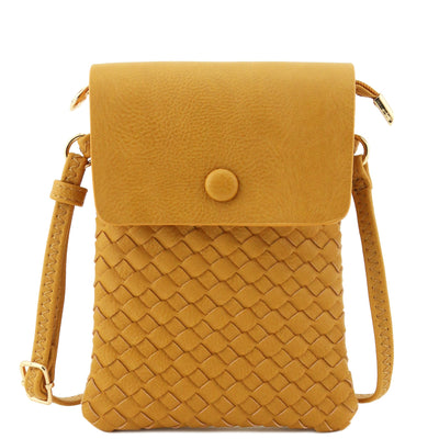 WU115 Wanda Woven Flapover Crossbody Bag Cell Phone Purse