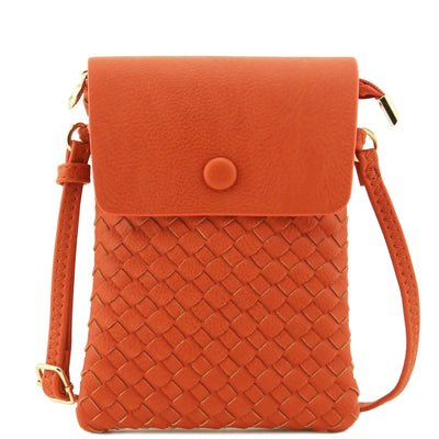 WU115 Wanda Woven Flapover Crossbody Bag Cell Phone Purse