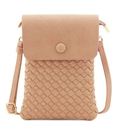 WU115 Wanda Woven Flapover Crossbody Bag Cell Phone Purse