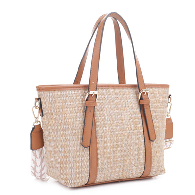 SW20382 Carry Straw Tote with Fashion Guitar Strap