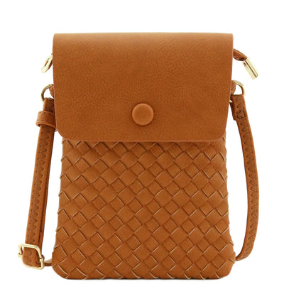 WU115 Wanda Woven Flapover Crossbody Bag Cell Phone Purse