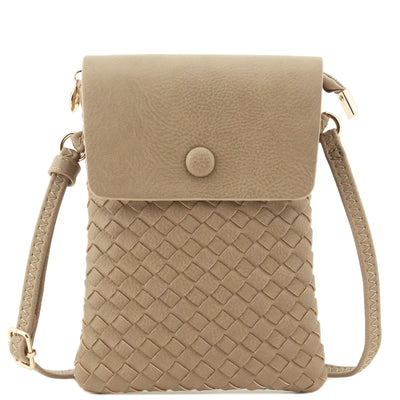 WU115 Wanda Woven Flapover Crossbody Bag Cell Phone Purse