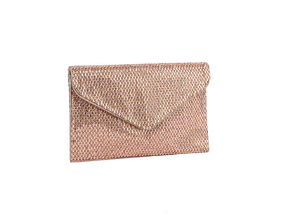 TD0025 Jennifer Metallic Woven Rhinestone Envelope Clutch