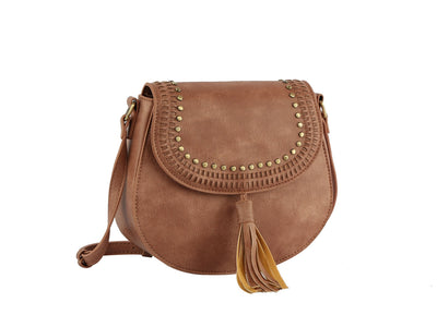 TDM0033 Stud Accent Crossbody w/ Tassel