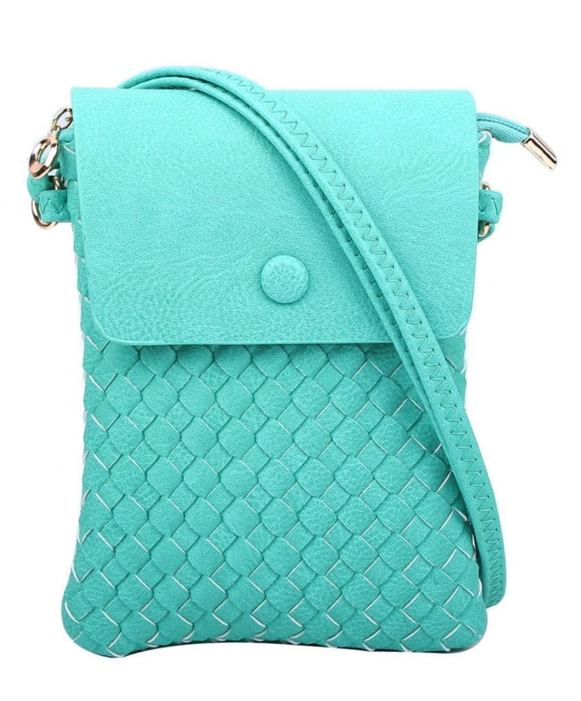 WU115 Wanda Woven Flapover Crossbody Bag Cell Phone Purse