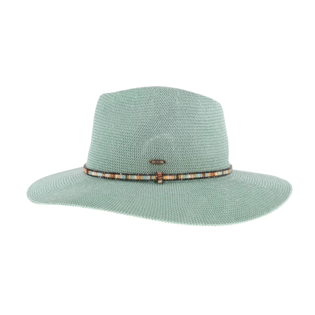 KP014 C.C Brand Lilian Multi Thread Rhinestone Band Panama Hat