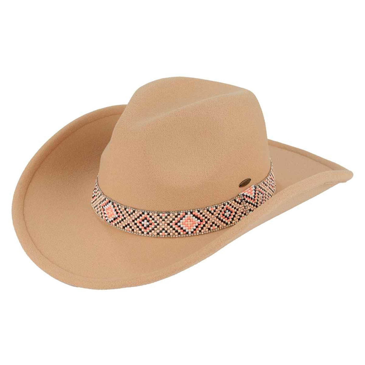 VCC0076 Mandy Cowboy Hat With Aztec Bead Trim
