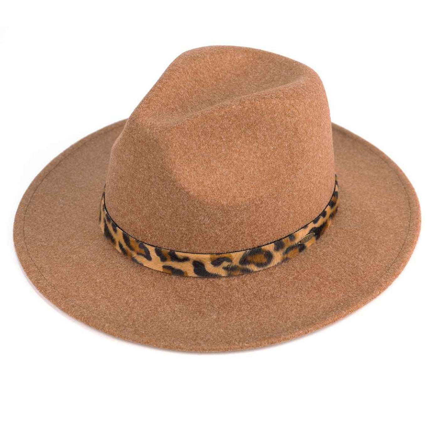 WF2 Teresa Wool Panama Hat With Leopard Trim