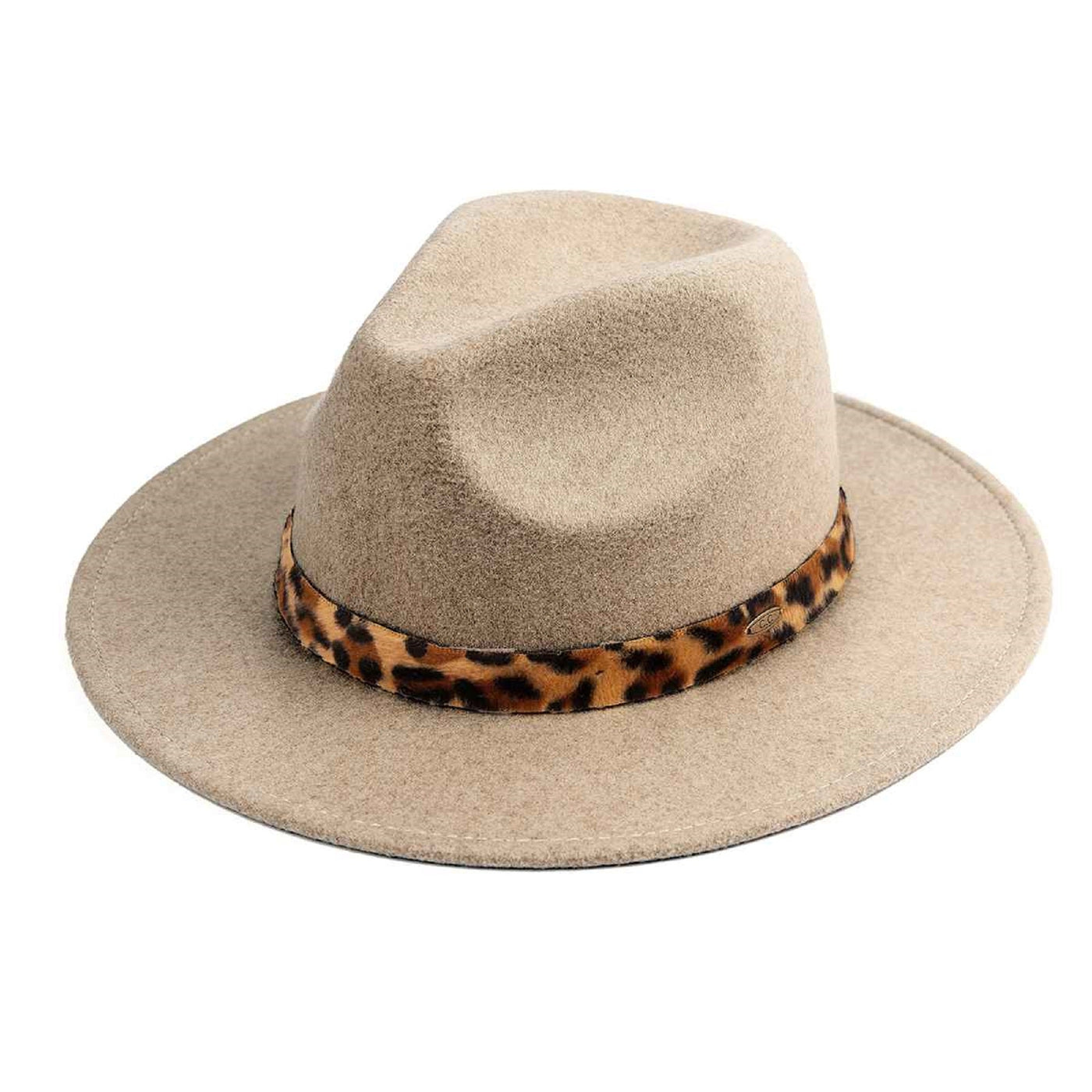 WF2 Teresa Wool Panama Hat With Leopard Trim