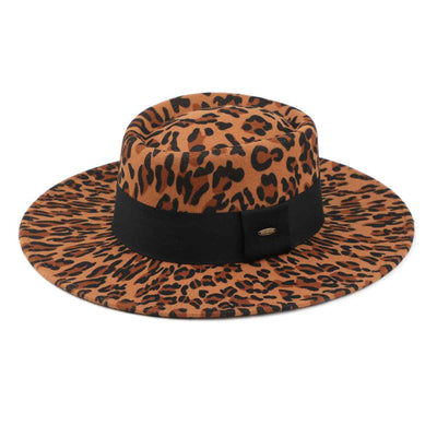 WF8 Mimi Felt Leopard Boater Hat