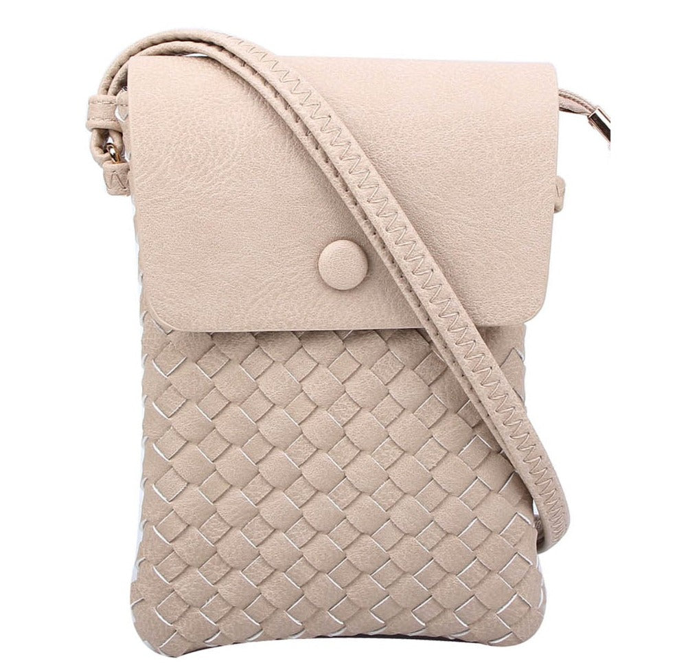 WU115 Wanda Woven Flapover Crossbody Bag Cell Phone Purse