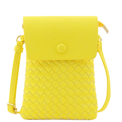 WU115 Wanda Woven Flapover Crossbody Bag Cell Phone Purse