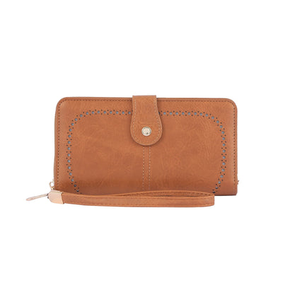 YX25793 Rachel Vegan Leather Laser Cut Out Detail Wallet/Wristlet