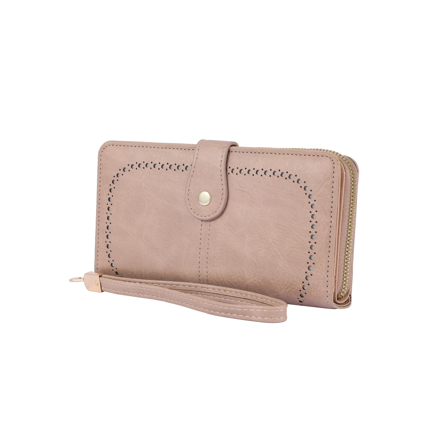 YX25793 Rachel Vegan Leather Laser Cut Out Detail Wallet/Wristlet