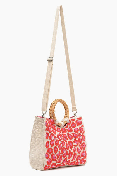 AB22676 Tina Pink Leopard Handheld Tote - Honeytote