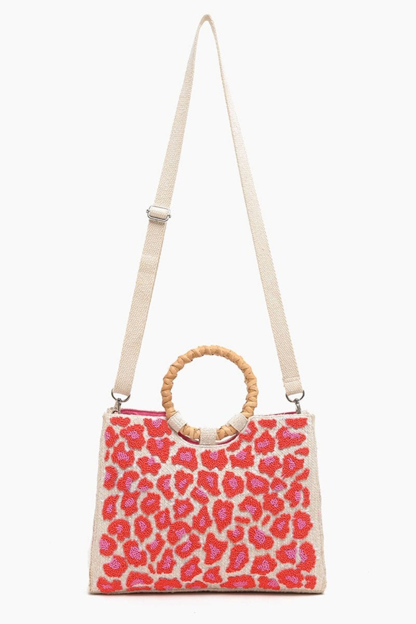 AB22676 Tina Pink Leopard Handheld Tote - Honeytote