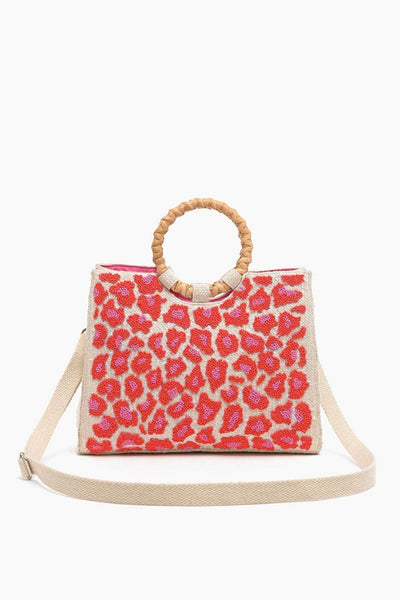 AB22676 Tina Pink Leopard Handheld Tote - Honeytote