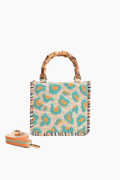 AB23-727 Wild Leopard Bamboo Handle Tote - Honeytote