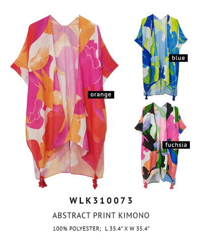 WLK310073 Colorful Abstract Print Kimono