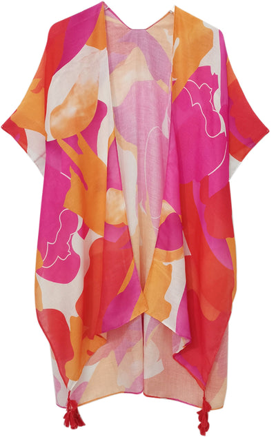 WLK310073 Colorful Abstract Print Kimono