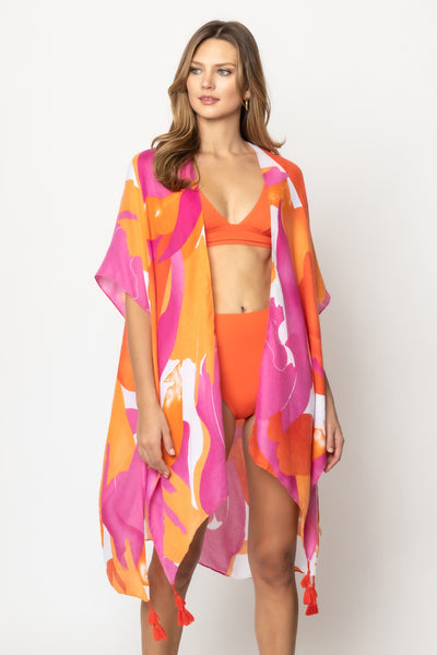 WLK310073 Colorful Abstract Print Kimono