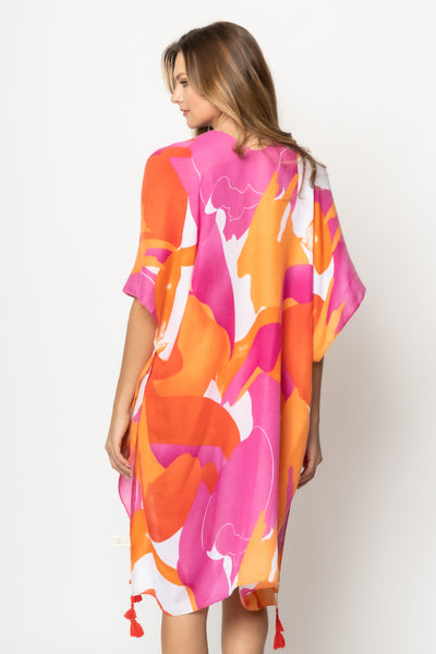 WLK310073 Colorful Abstract Print Kimono