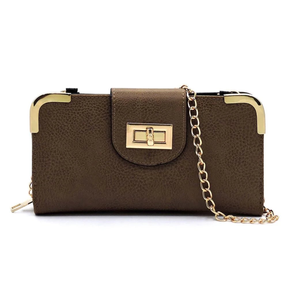 AD041 Turn Lock Crossbody Wallet - Honeytote