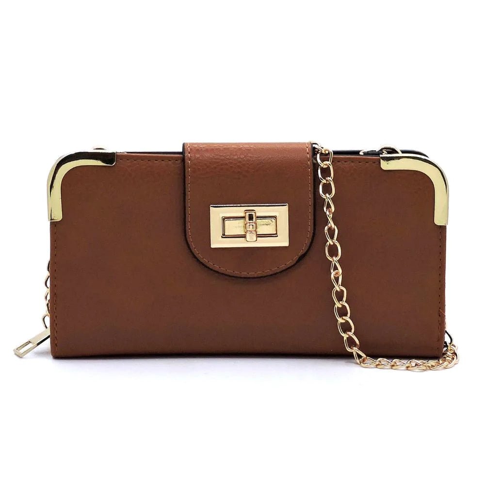 AD041 Turn Lock Crossbody Wallet - Honeytote