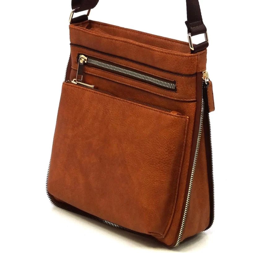 AD1238 Front Zippered Crossbody Bag - Honeytote