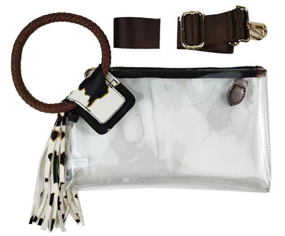 AD205T See Through Clear Cuff Handle Tassel Wrislet Clutch - Honeytote