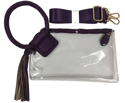 AD205T See Through Clear Cuff Handle Tassel Wrislet Clutch - Honeytote