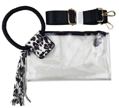 AD205T See Through Clear Cuff Handle Tassel Wrislet Clutch - Honeytote